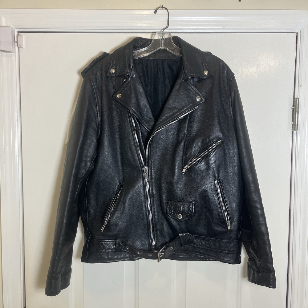 Hyde Out Vintage Leather Jacket Size 46 Daytona Biker Motorcycle Riding Cropped